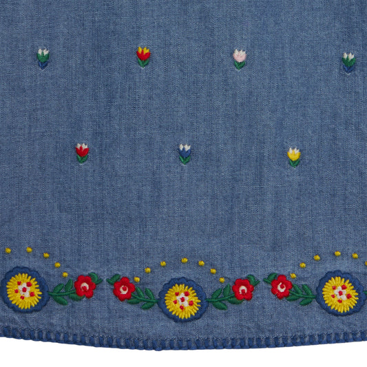 STELLA MCCARTNEY KIDS - TG - GIRL LS CHAMBRAY DRESS WITH TULIP EMBRO - BLUE