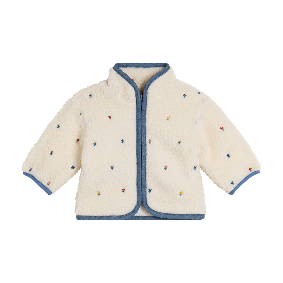 STELLA MCCARTNEY KIDS - BBY - BABY GIRL SHERPA JACKET WITH TULIP EMBRO - OFF WHITE