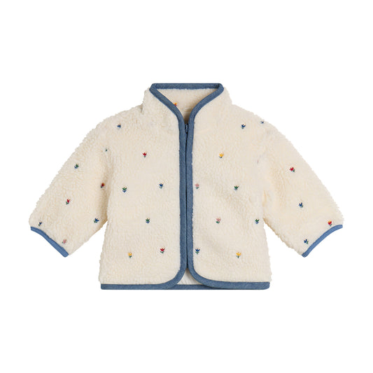 STELLA MCCARTNEY KIDS - BBY - BABY GIRL SHERPA JACKET WITH TULIP EMBRO - OFF WHITE