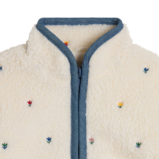 STELLA MCCARTNEY KIDS - BBY - BABY GIRL SHERPA JACKET WITH TULIP EMBRO - OFF WHITE