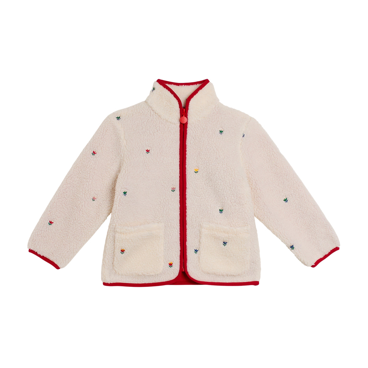 STELLA MCCARTNEY KIDS - TG - GIRL SHERPA JACKET WITH TULIP EMBRO - OFF WHITE
