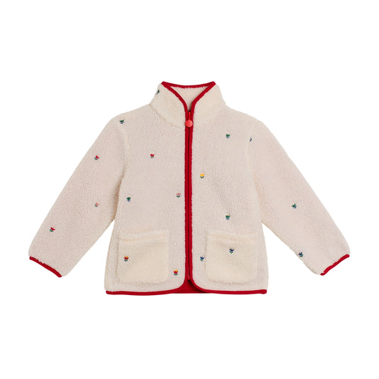 STELLA MCCARTNEY KIDS - TG - GIRL SHERPA JACKET WITH TULIP EMBRO - OFF WHITE