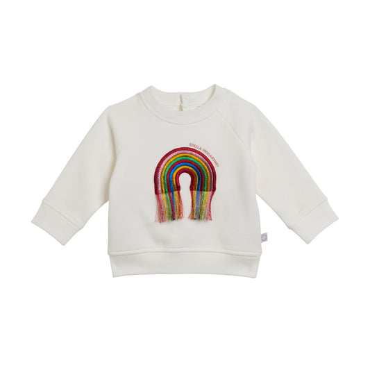 STELLA MCCARTNEY KIDS - BBY - BABY GIRL SWEATSHIRT WITH RAINBOW PATCH - WHITE