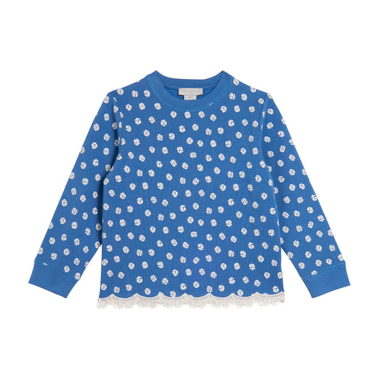 STELLA MCCARTNEY KIDS - TG - GIRL DITSY FLOWER SWEATSHIRT WITH LACE TRIM - BLUE