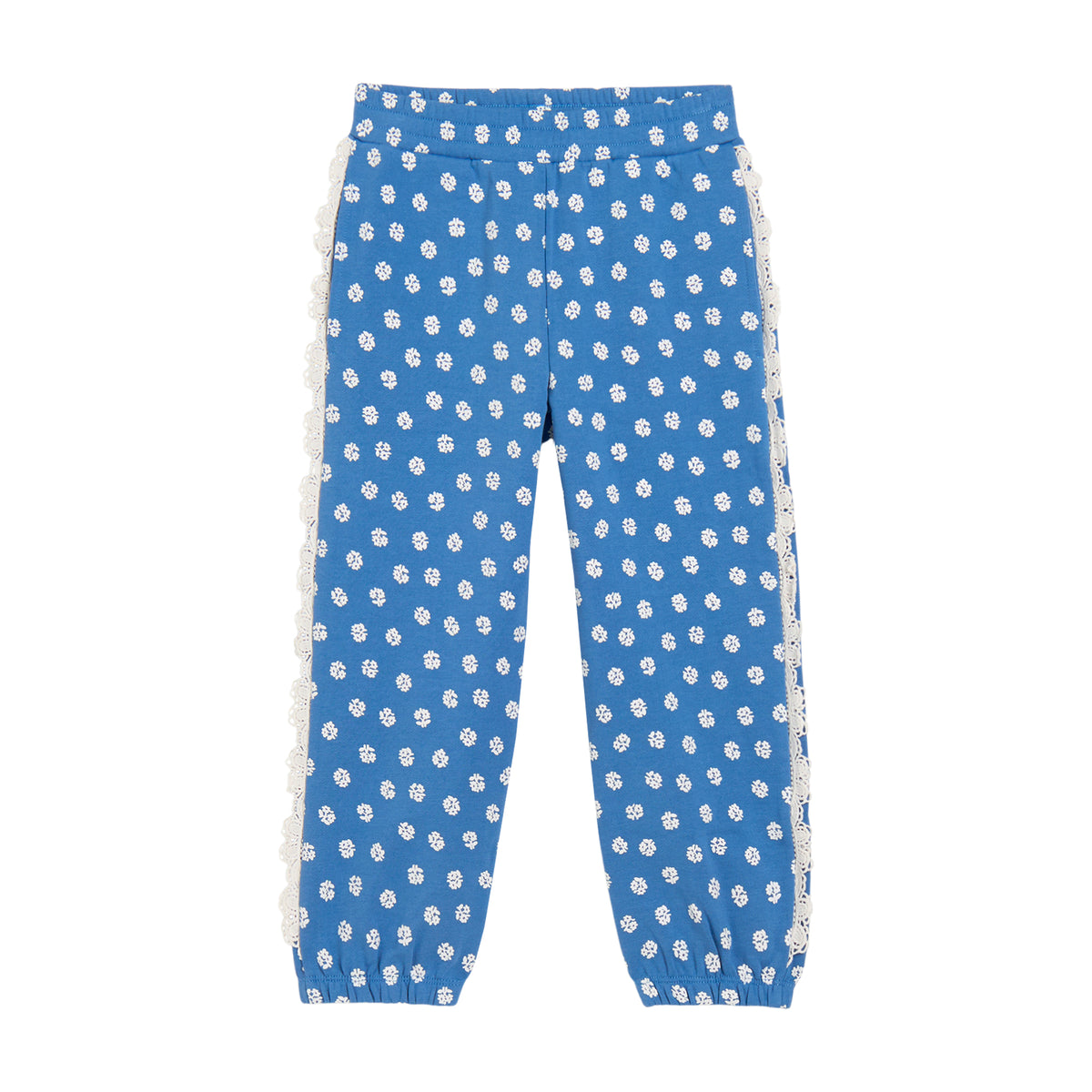 STELLA MCCARTNEY KIDS - TG - GIRL DITSY FLOWER JOGGERS WITH LACE TRIM - BLUE