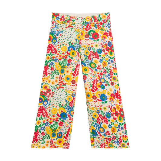 STELLA MCCARTNEY KIDS - TG - GIRL FLOWER PRINT GABARDINE PANTS - WHITE MULTI