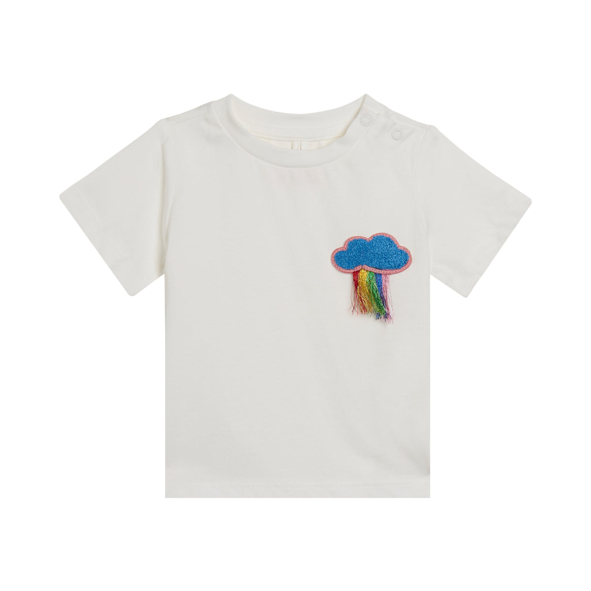 STELLA MCCARTNEY KIDS - BBY - BABY GIRL SS T-SHIRT WITH CLOUD PATCH - WHITE