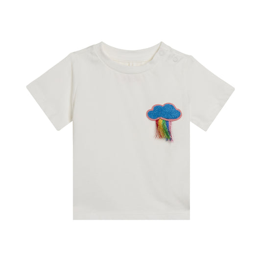STELLA MCCARTNEY KIDS - BBY - BABY GIRL SS T-SHIRT WITH CLOUD PATCH - WHITE