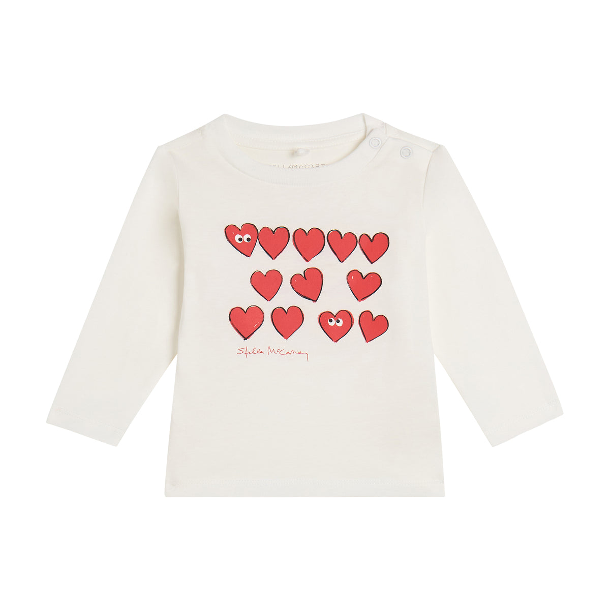 STELLA MCCARTNEY KIDS - BBY - BABY GIRL LS T-SHIRT WITH HEARTS GRAPHIC - WHITE