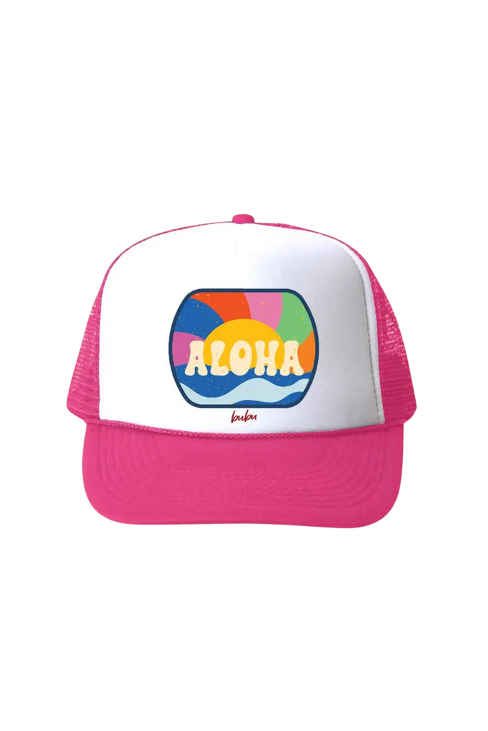 "Aloha" Retro Trucker Hat - Pink