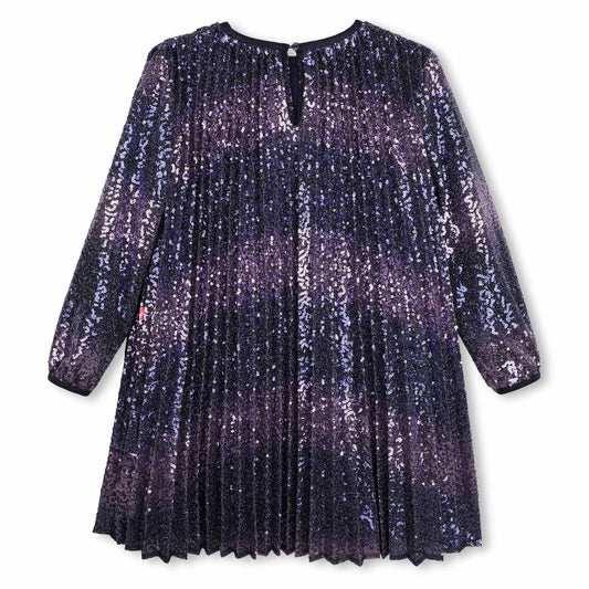 BILLIEBLUSH - TG - LONG SLEEVE PLEATED SEQUIN DRESS - NAVY