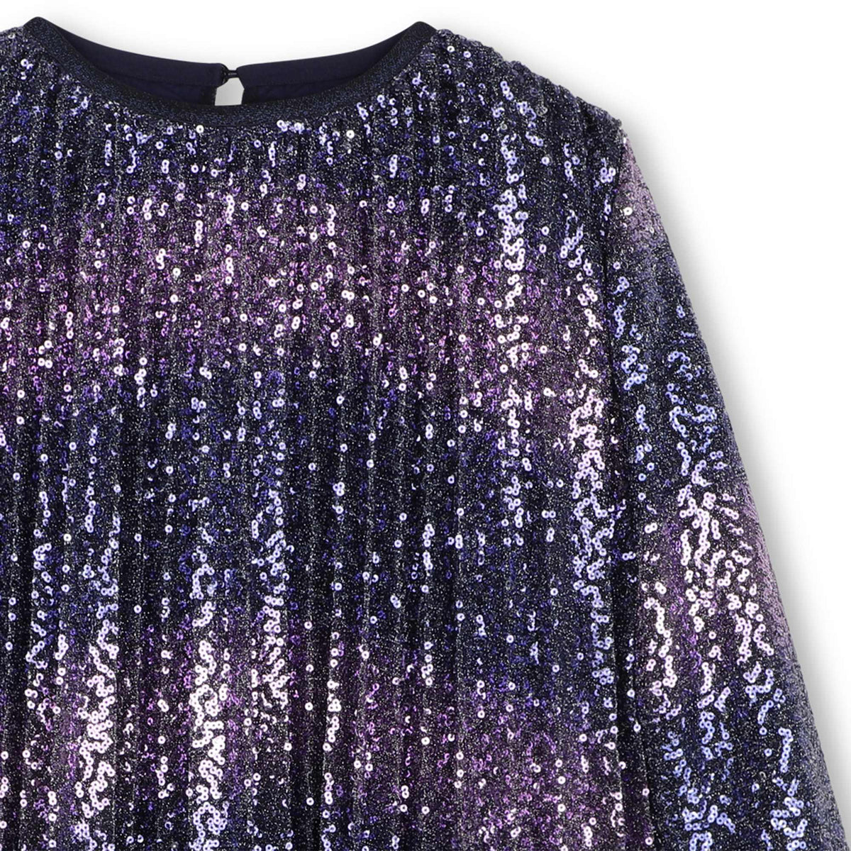 BILLIEBLUSH - BG - LONG SLEEVE PLEATED SEQUIN DRESS - NAVY