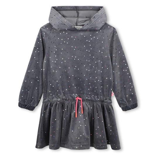 BILLIEBLUSH - TG - VELVET HOODED DRESS - CHARCOAL