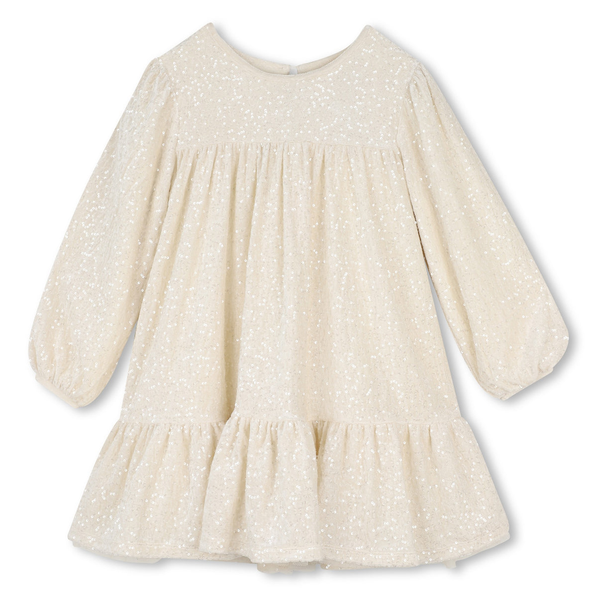 BILLIEBLUSH - TG - LS VELVET CEREMONY DRESS WITH SEQUINS - STONE