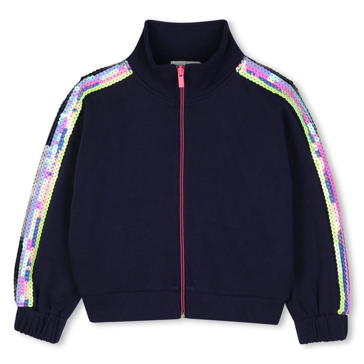 BILLIEBLUSH - TG - ZIP UP SWEATSHIRT WITH SEQUIN STRIPES - NAVY