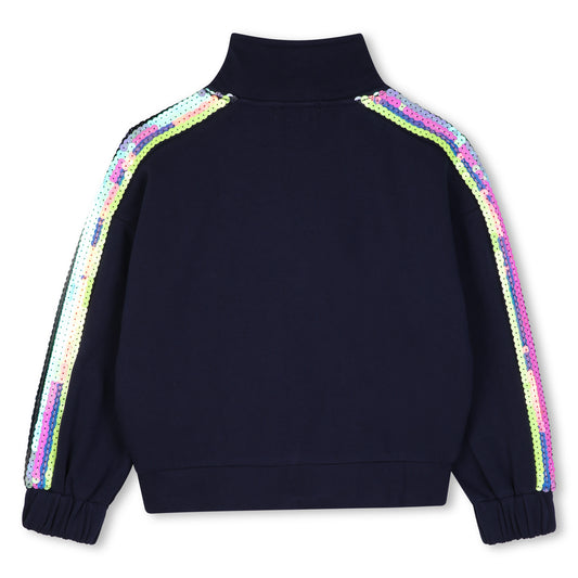 BILLIEBLUSH - TG - ZIP UP SWEATSHIRT WITH SEQUIN STRIPES - NAVY