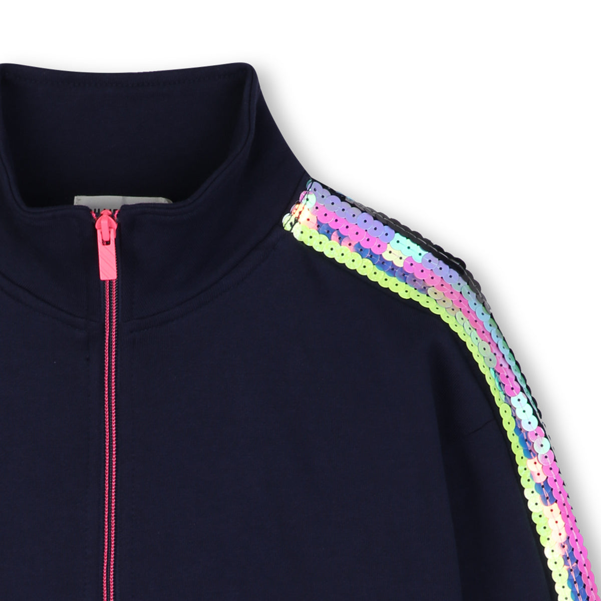 BILLIEBLUSH - TG - ZIP UP SWEATSHIRT WITH SEQUIN STRIPES - NAVY