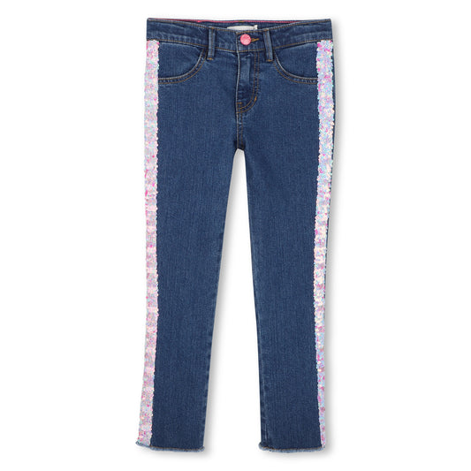 BILLIEBLUSH - TG - SLIM FIT JEANS WITH SEQUINS DOWN THE SIDES - STONE