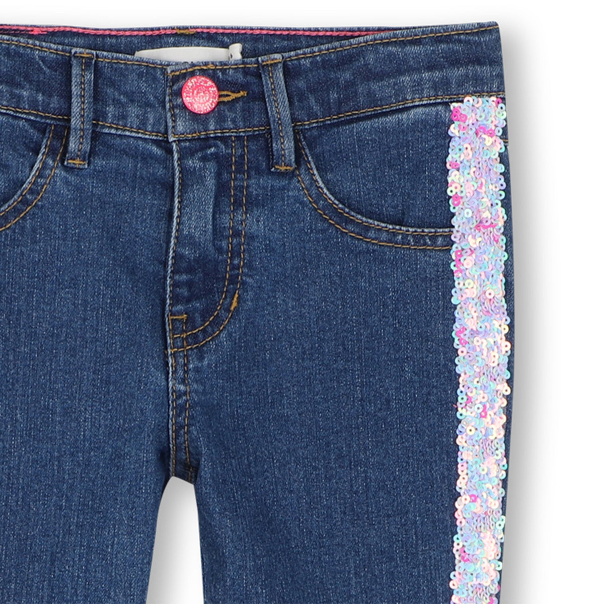 BILLIEBLUSH - BG - SLIM FIT JEANS WITH SEQUINS DOWN THE SIDES - STONE