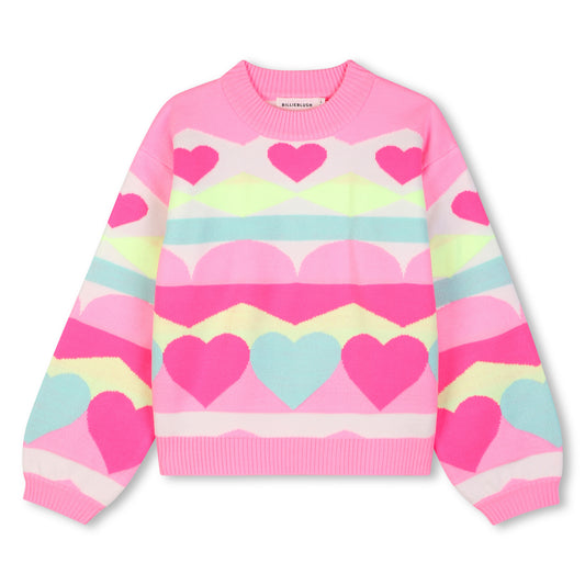 BILLIEBLUSH - TG - SWEATER WITH HEART & ZIGZAG PATTERN - MULTICOLOURED