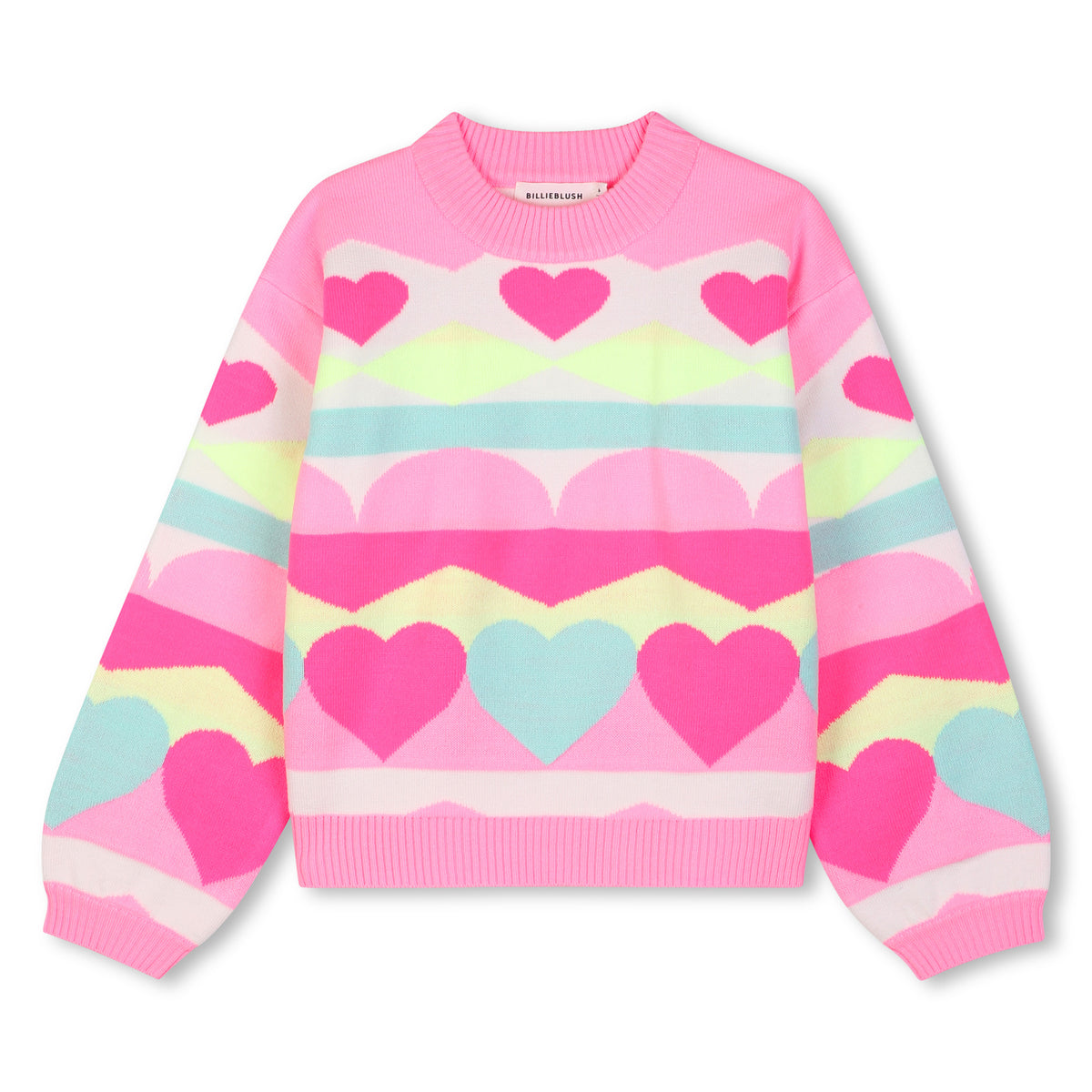 BILLIEBLUSH - BG - SWEATER WITH HEART & ZIGZAG PATTERN - MULTICOLOURED