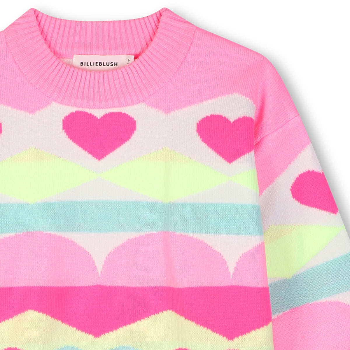 BILLIEBLUSH - BG - SWEATER WITH HEART & ZIGZAG PATTERN - MULTICOLOURED
