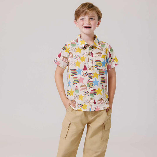 PINK CHICKEN - TB - BOYS JACK SHIRT - BIRTHDAY STAR