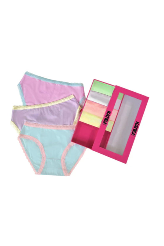 KATIE J NYC UNDIES MULTI PACK LACE TRIM PASTEL MULTI