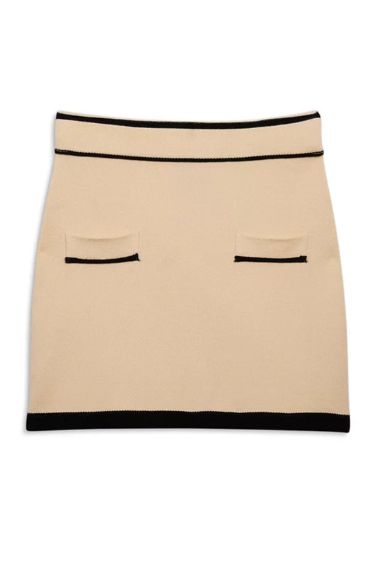 KATIE J NYC WHITNEY COLORBLOCK MINI SKIRT CREAM BLACK