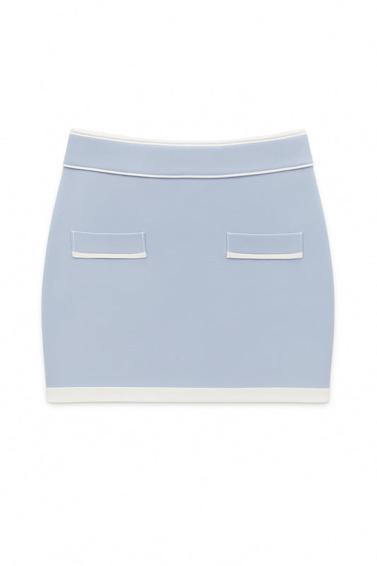 KATIE J NYC WHITNEY COLORBLOCK MINI SKIRT CREAM BLUE