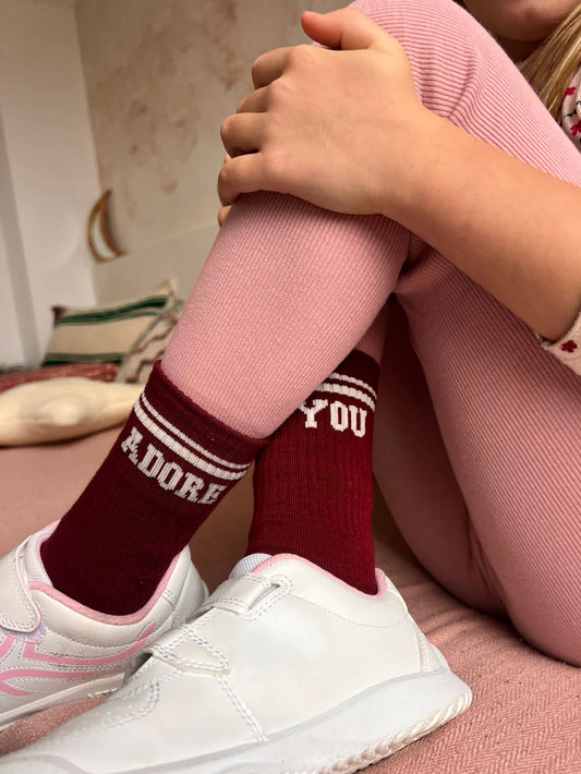 ELLA AND RAPHA - ACC - ADORE YOU KIDS SOCKS - BURGUNDY