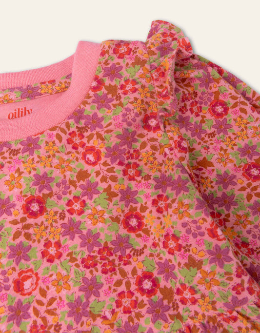 OILILY - BBY - DANSE LS FLORAL DRESS - CONFETTI