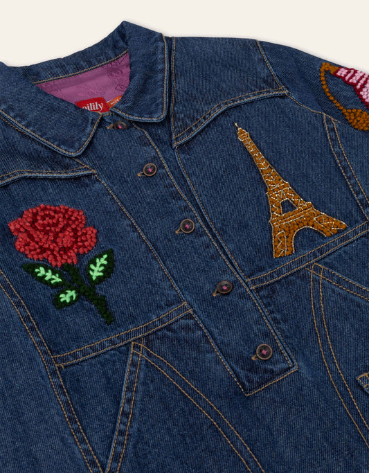 OILILY - TG - DEVERAUX EMBROIDERED DENIM DRESS - DENIM