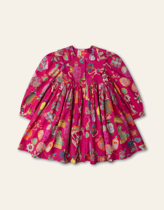 OILILY - TG - DIX DRESS PARIS PRINT - FUCHSIA