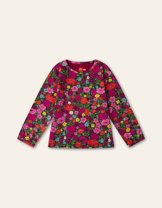 OILILY - TG - TEMPOS LS FLORAL TSHIRT - MAGENTA