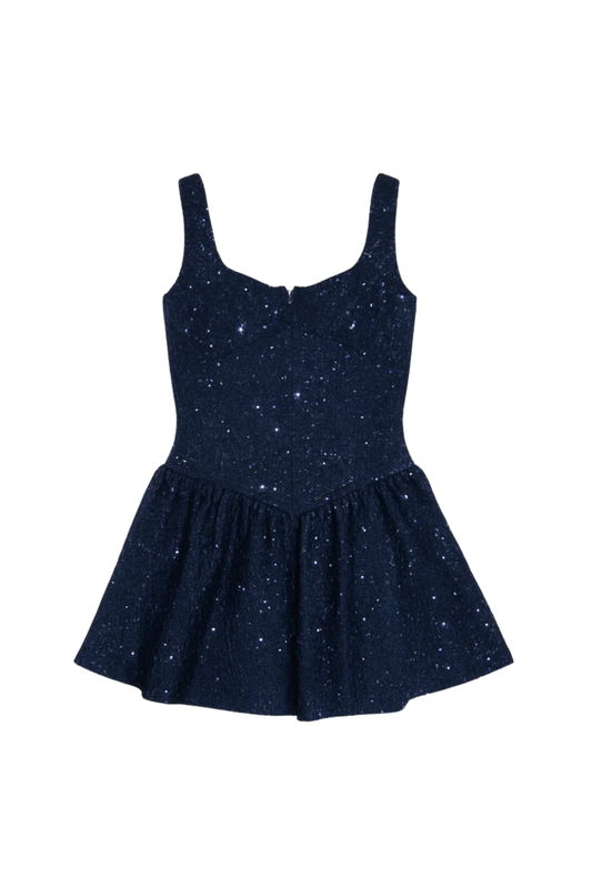 KATIE J - BG - ZENA PEAKED SEQUIN DRESS - NAVY
