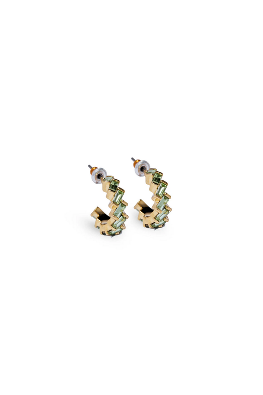 Short & Suite -ACC-Baby Zig Zag Hoop Earrings-Gold/Lime Green
