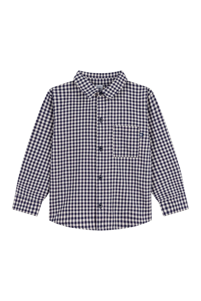 Petit Bateau - Boy L/S Check Button Down Shirt