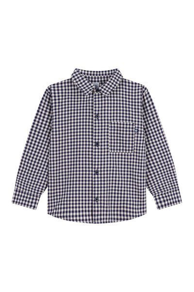Petit Bateau - Boy L/S Check Button Down Shirt