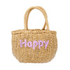 Wicker Basket "Happy" Bag - Purple