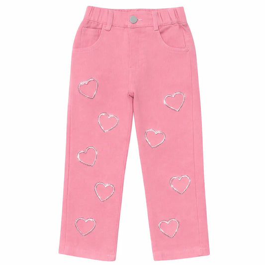 MINI DREAMERS - BG - AMELIA CRYSTAL HEART JEANS - PINK