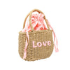 Wicker Basket "Love" Bag - Pink