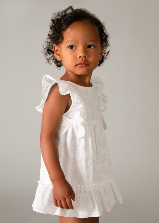 MAYORAL - BBY - EMBROIDERED DRESS - WHITE
