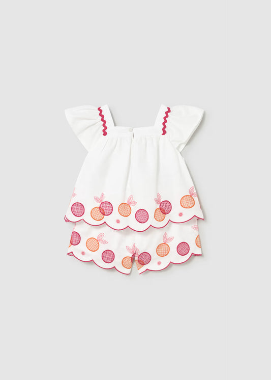MAYORAL - BBY - EMBROIDERED BERMUDAS SET - WHITE