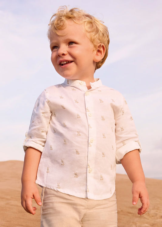 MAYORAL - BBY - L/S LINEN MAO SHIRT - CREAM