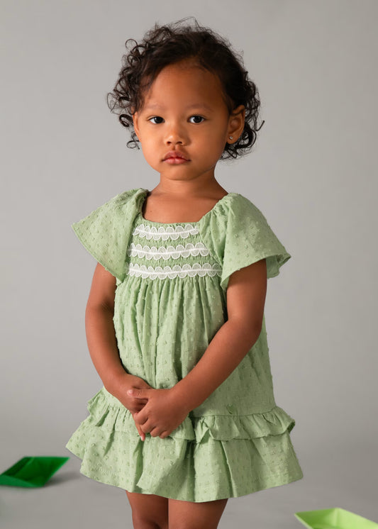 MAYORAL - BBY - SWISS DOT DRESS - GREEN