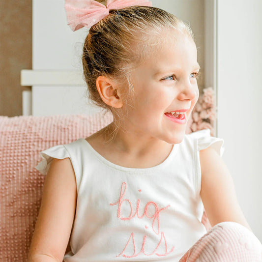 OH BABY! - TG - "BIG SIS" PINK SPARKLE BABY RIB FS TANK - CREAM