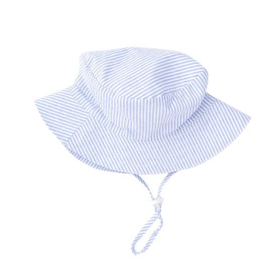 HUGGALUGS - ACC - BUCKET HAT UPF 50+ - BLUE SEERSUCKER