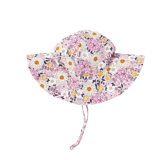 HUGGALUGS - ACC - SUNHAT UPF 50+ WITH ADJUSTABLE BREAKAWAY STRAP - BOHO BLOOMS