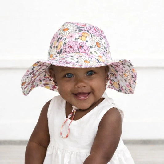 HUGGALUGS - ACC - SUNHAT UPF 50+ WITH ADJUSTABLE BREAKAWAY STRAP - BOHO BLOOMS